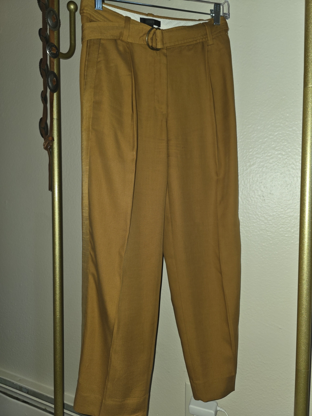 J Crew Size 00 Belted Lyocell Trouser In Mustard Color